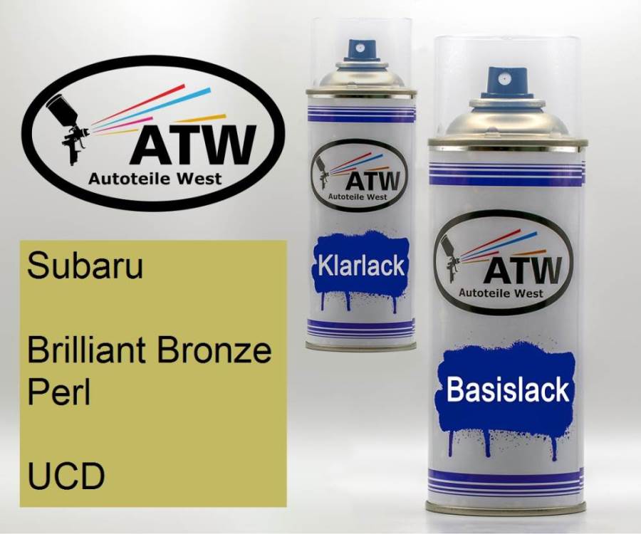 Subaru, Brilliant Bronze Perl, UCD: 400ml Sprühdose + 400ml Klarlack - Set, von ATW Autoteile West.
